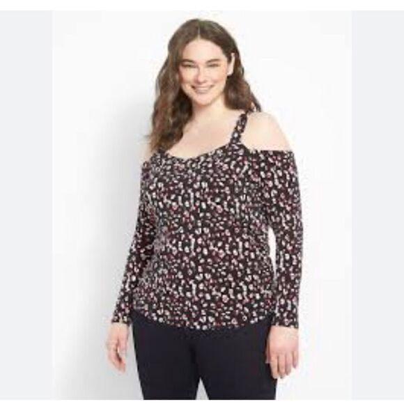 Lane Bryant Cold Shoulder Blouse Illusion Collection - Picture 1 of 14